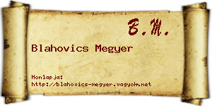 Blahovics Megyer névjegykártya